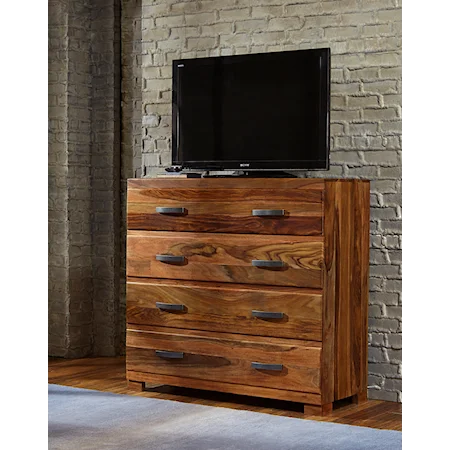 Media Chest with 4 Drawers and Block Feet